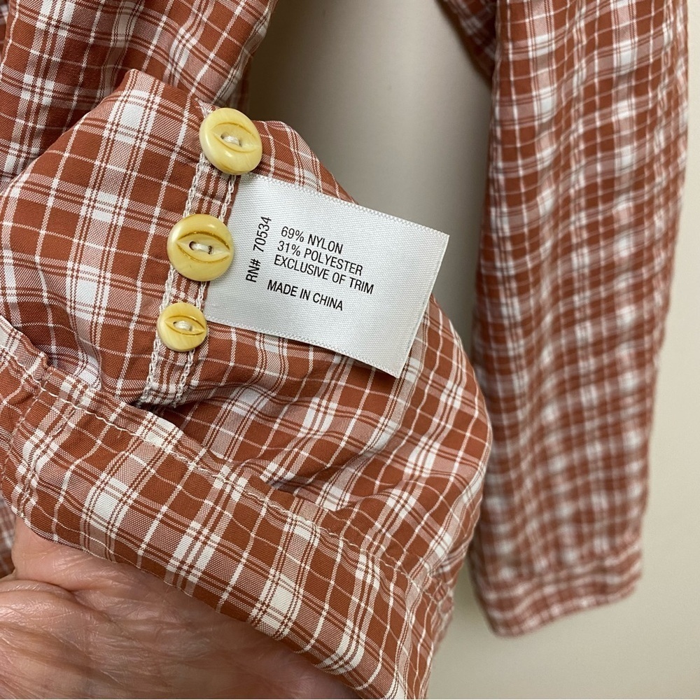 Orvis Men’s Large Sedona Red Plaid Lightweight Fishing Long Sleeve Button Down - Picture 10 of 11